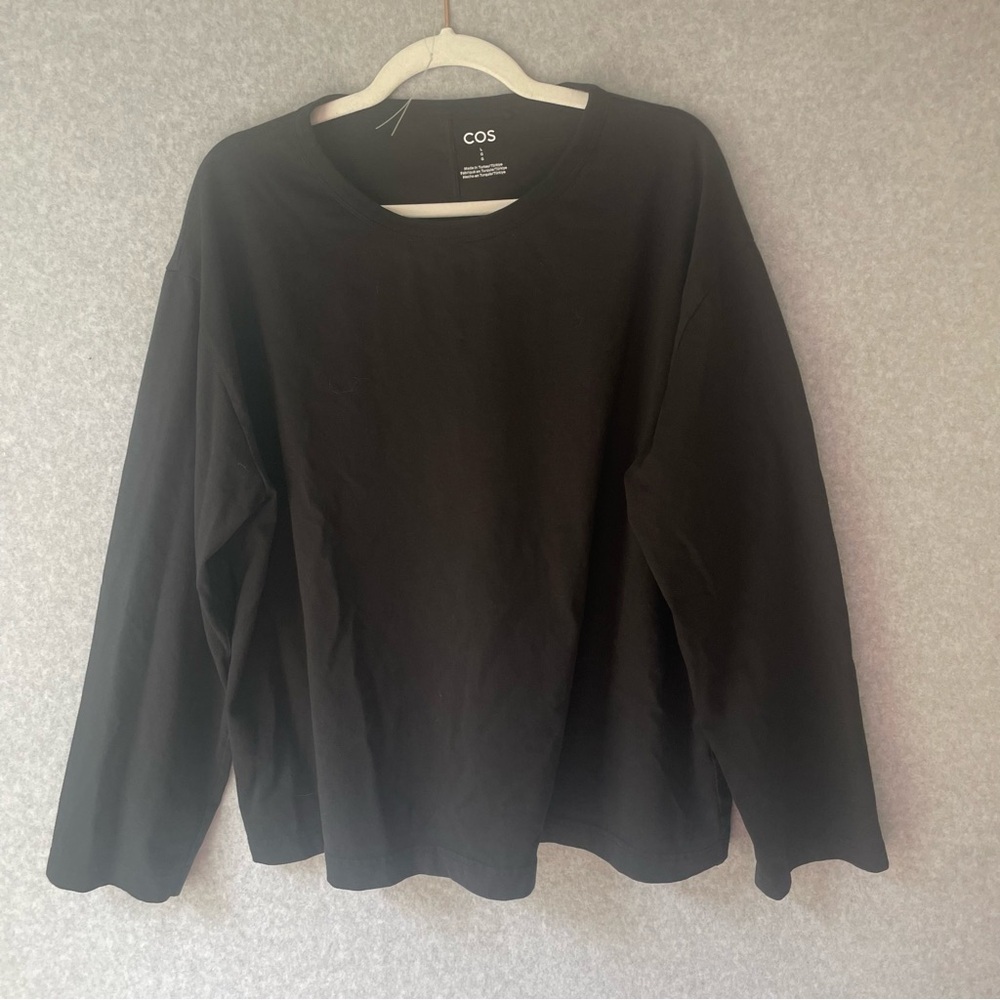 COS Mens Black Long Sleeve Cotton T Shirt Large